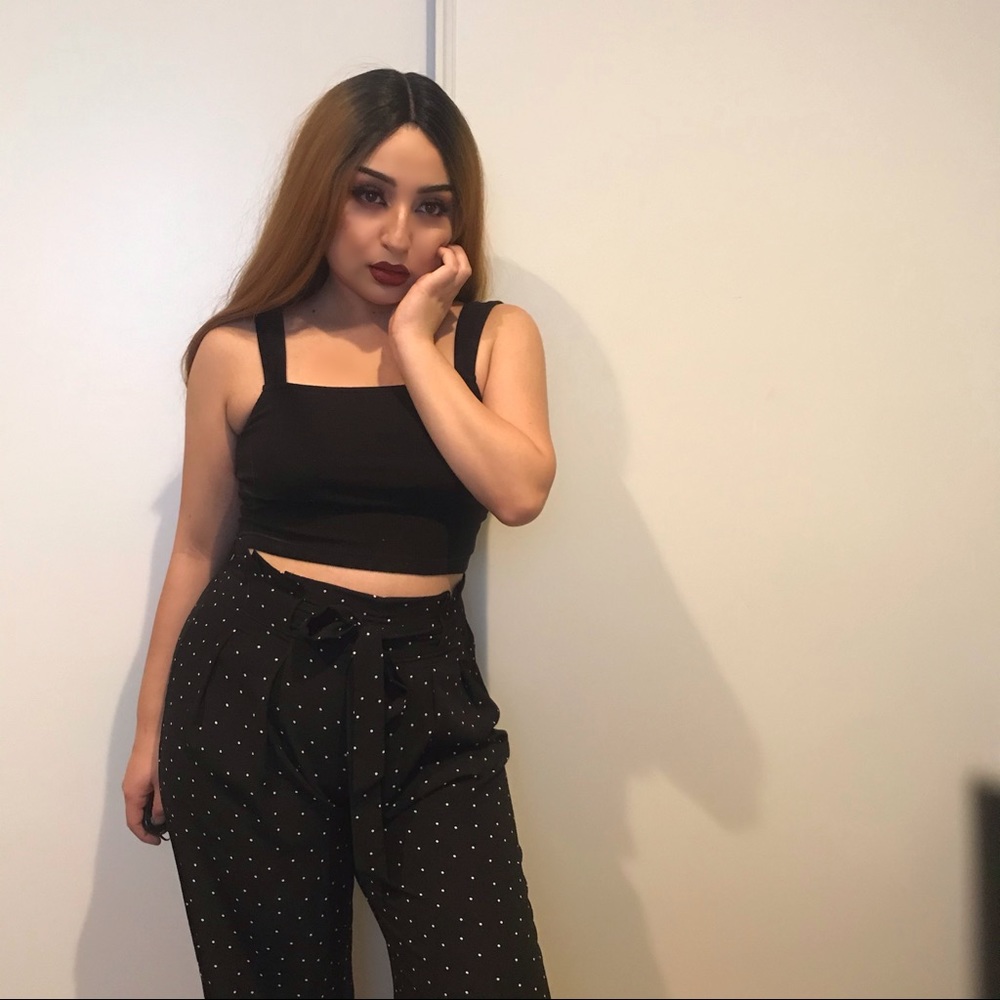 High-Rise Wide-Leg Polka Dot Pant